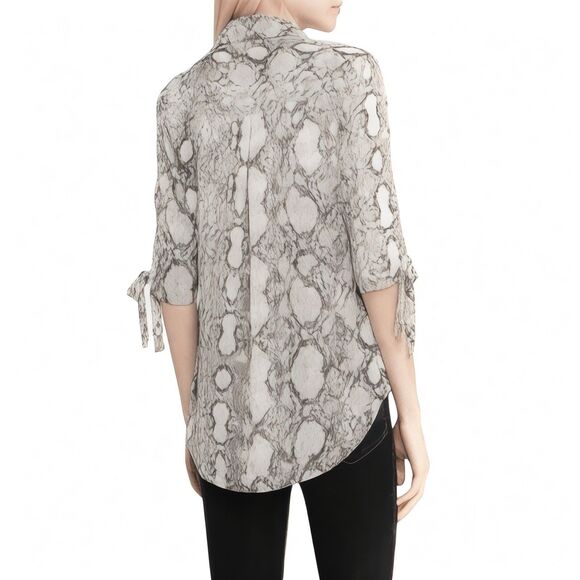 Express Womens Blouse Sz XL Button down 3/4 Sleeve Snake Safari Boho Bohemian - Picture 10 of 16